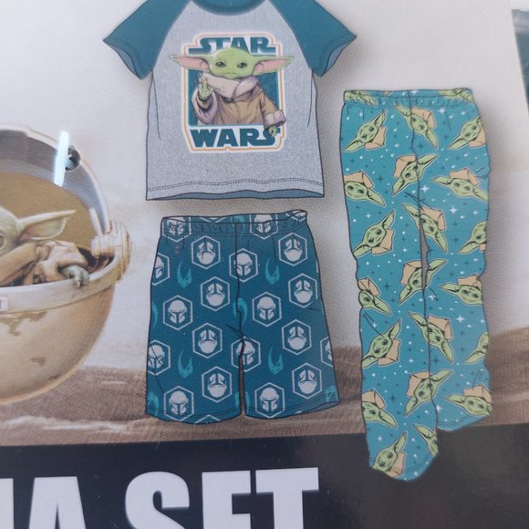 Disney's Star Wars Mandalorian Short Sleeve 3 Piece Pajama Set - Picture 5 of 8